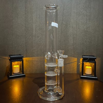 Glass bong 14" Triple Honey Comb Cylinder