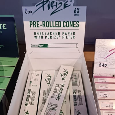 Purize cones x6 unbleached paper with Purize filter