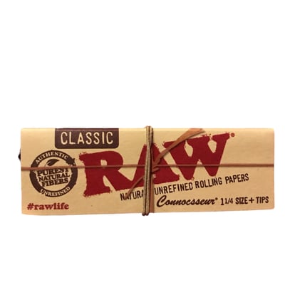 RAW natural unrefined rolling papers (11/4 size+tips)