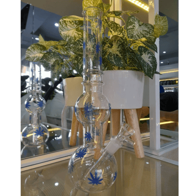 MJ leaf double Sphere glass Bong